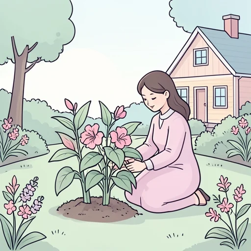 彼女は珍しい植物を庭で育ててる - Bildwörterbuch