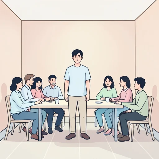 彼女は皆に視線を向けた - Bildwörterbuch