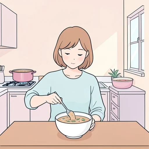 彼女は味噌汁を椀に注いだ - Bildwörterbuch