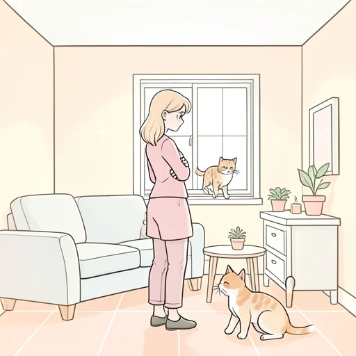 彼女は猫を嫌ってる - Bildwörterbuch