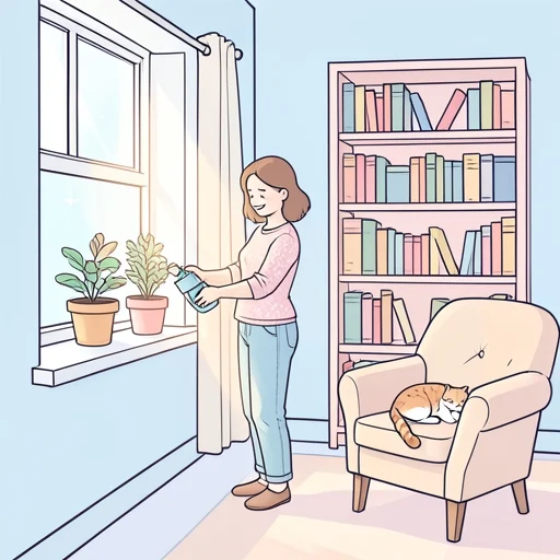 彼女は日常の中に幸せを見つけようと努力してる - Bildwörterbuch