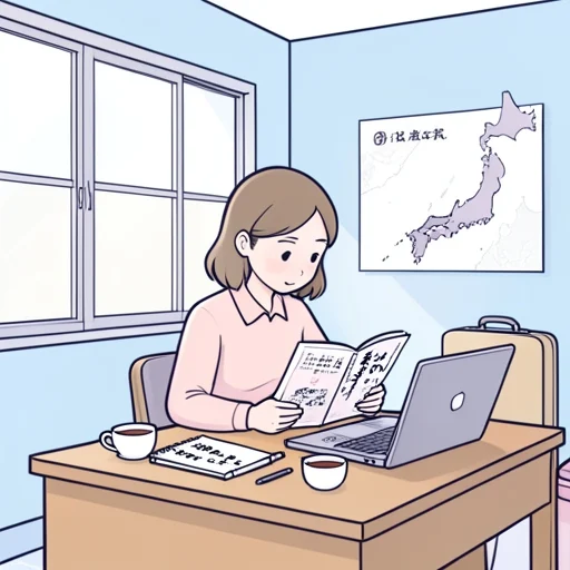 彼女は日本へ旅行する前に日本語を勉強することにした - Bildwörterbuch