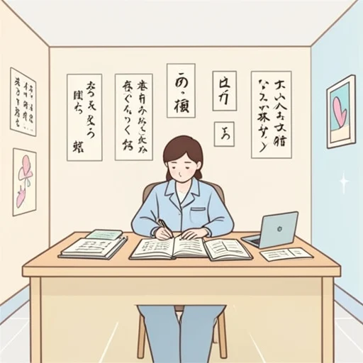 彼女は日本文字の歴史を調べてる - Bildwörterbuch