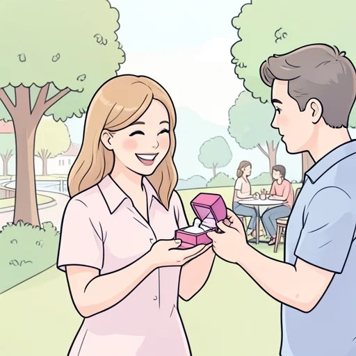 彼女はにっこり笑って彼の提案を受け入れた - Bildwörterbuch