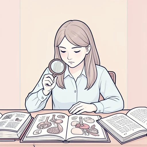 彼女は人間の器官の仕組みについて深く学んだ - Bildwörterbuch