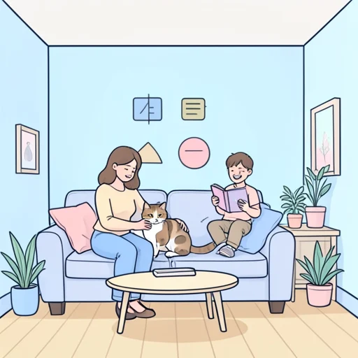 彼女は野良猫を飼い慣らして家族の一員にした - Bildwörterbuch