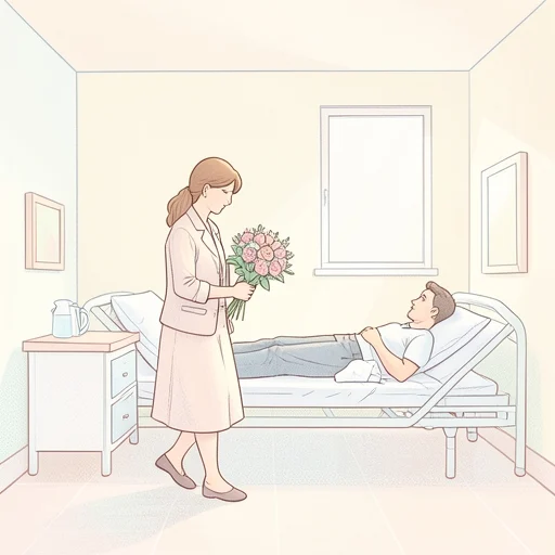 彼女は入院中の彼をお見舞いに行って元気付けてきた - Bildwörterbuch