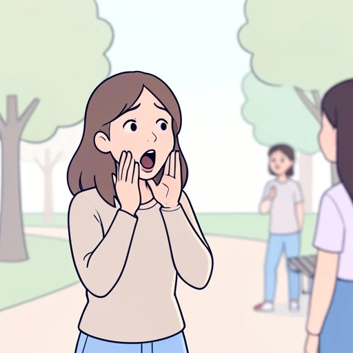彼女は驚きで叫ぶように友人の名前を呼び続けた - Bildwörterbuch