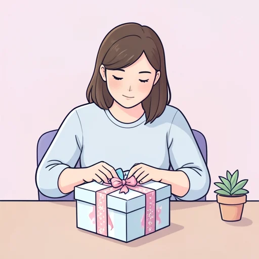 彼女はプレゼントを綺麗な包装で包んだ - Bildwörterbuch