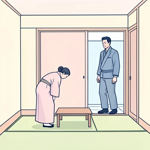 彼女は礼を尽くして彼を玄関まで見送った - Bildwörterbuch