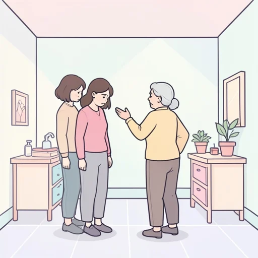 彼女は列に割り込んで怒られたって反省してた - Bildwörterbuch