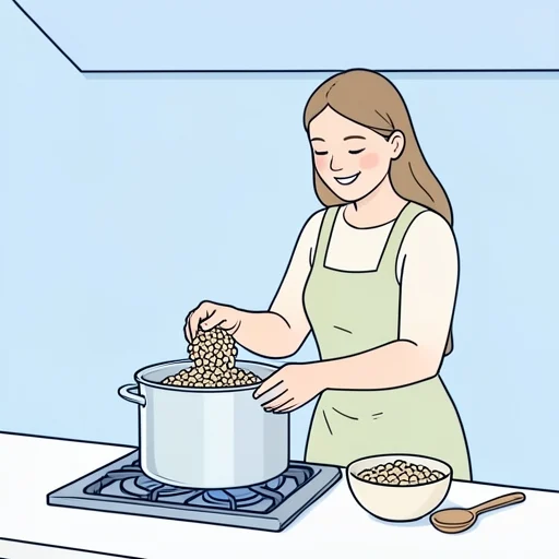 彼女は料理に豆を入れるのが好きで今日も大量に投入した - Bildwörterbuch