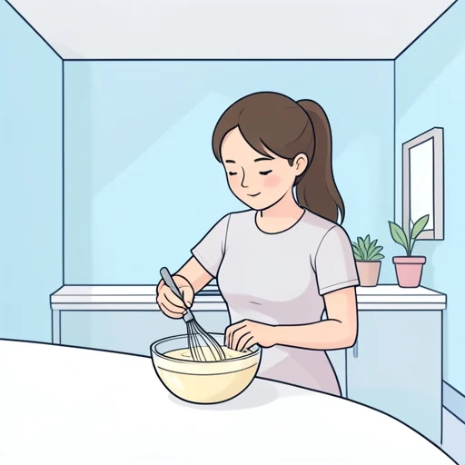 彼女は料理の粒が残らないように丁寧に混ぜた - Bildwörterbuch