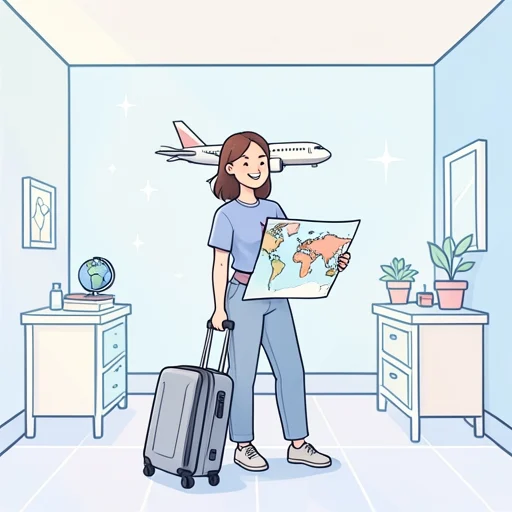 彼女は世界中を旅することを願ってついに実現した - Bildwörterbuch