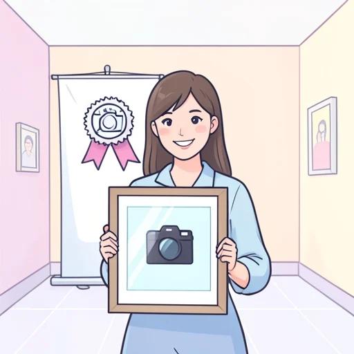 彼女は写真コンテストで一位になった - Bildwörterbuch