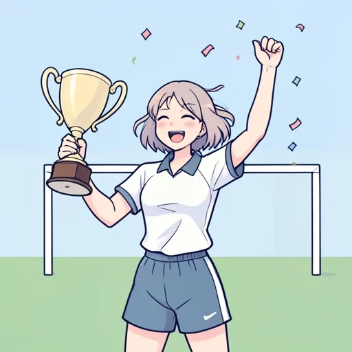 彼女は試合に勝って興奮気味だ - Bildwörterbuch