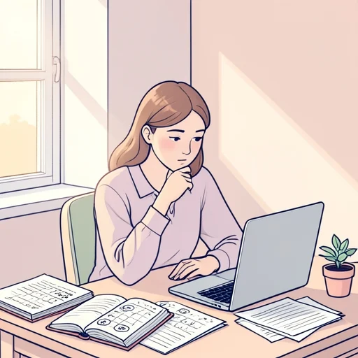 彼女は進路について悩む日々が続いてる - Bildwörterbuch