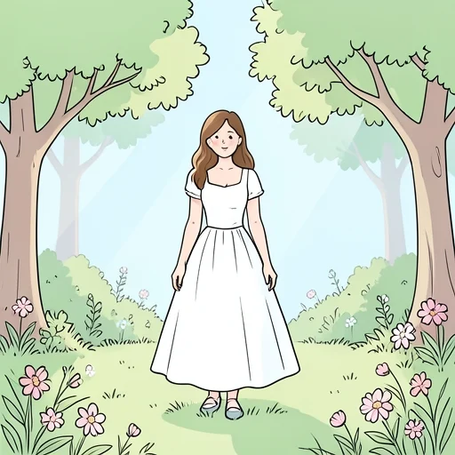 彼女は白のワンピースを着て清楚な印象を与えた - Bildwörterbuch