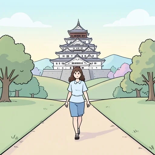 彼女は城を見に行った - Bildwörterbuch