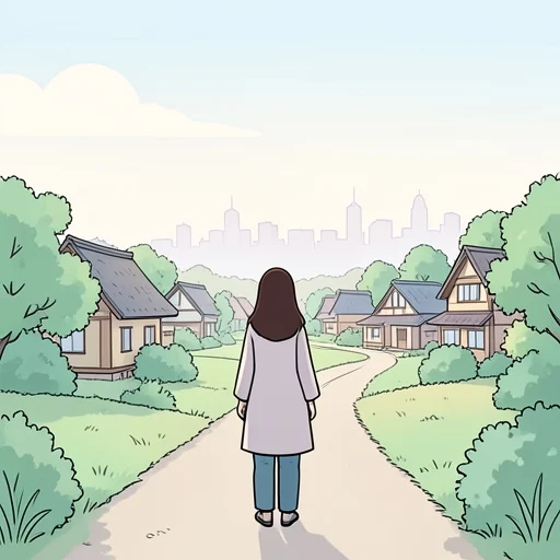 彼女は首都から離れた村に住んでる - Bildwörterbuch