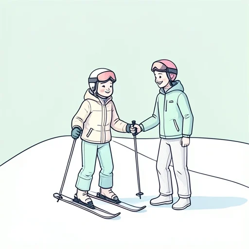 彼女はスキーを教わった - Bildwörterbuch