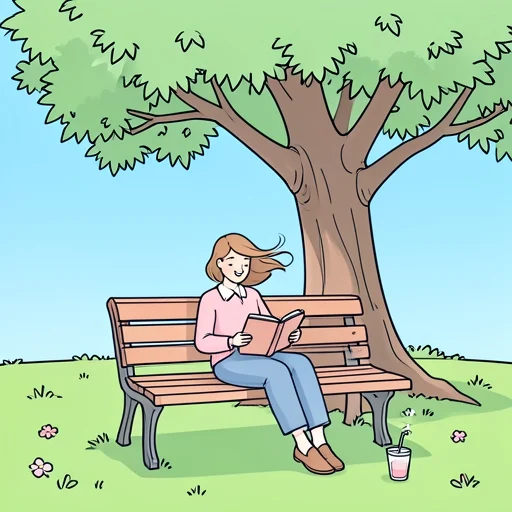 彼女は涼しい場所で読書するのが至福のときだ - Bildwörterbuch