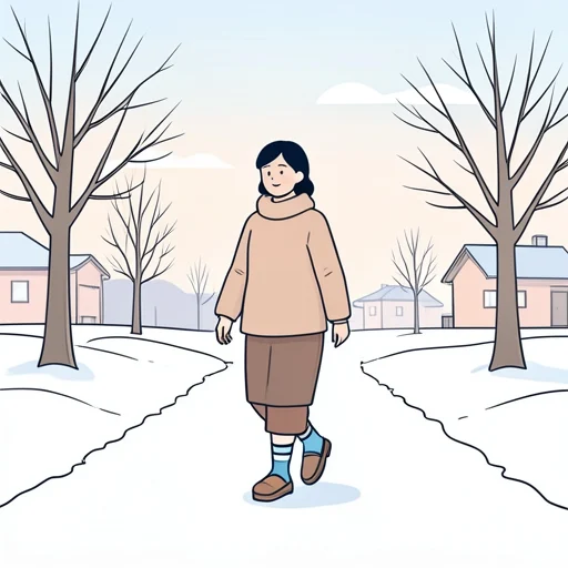 彼女は足袋を履いて雪道を歩いた - Bildwörterbuch