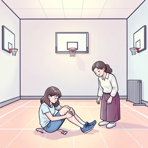 彼女は体育の時間に怪我をしてしまった - Bildwörterbuch