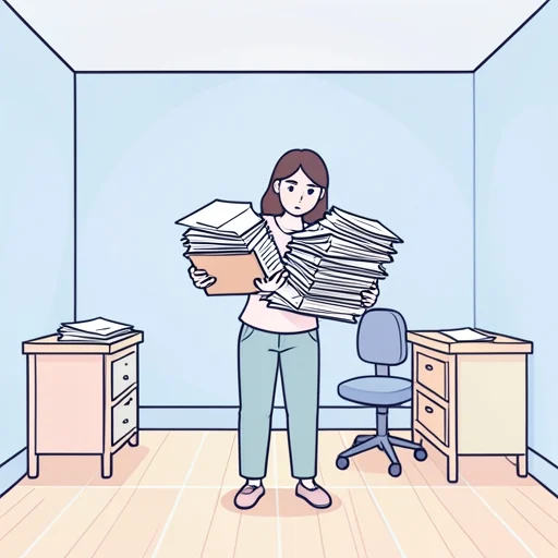 彼女は大量の書類を持ち上げた - Bildwörterbuch
