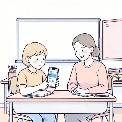 彼女は担当の先生と密に連絡を取り合ってる - Bildwörterbuch