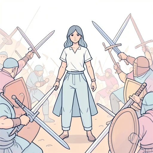 彼女は戦いの最中であっても決して臆さなかった - Bildwörterbuch