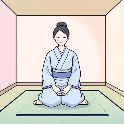 彼女は畳の上に正座してる - Bildwörterbuch