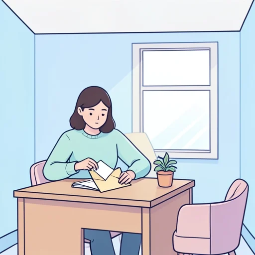 彼女は手紙を畳んで封筒に入れた - Bildwörterbuch