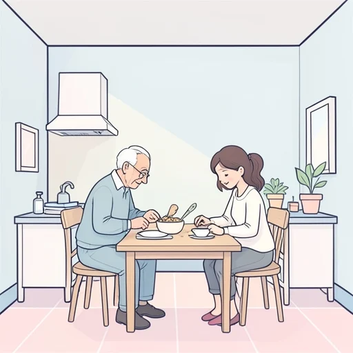 彼女は年老いた両親に頼って生活してる - Bildwörterbuch