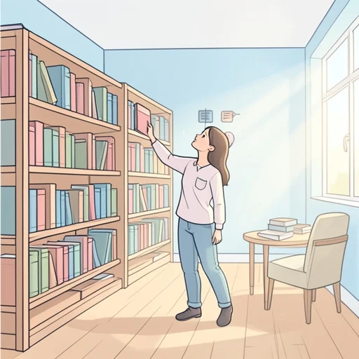 彼女は図書室で本を探してる - Bildwörterbuch