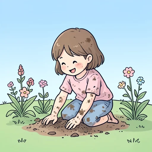 彼女は土にまみれて遊んでた - Bildwörterbuch