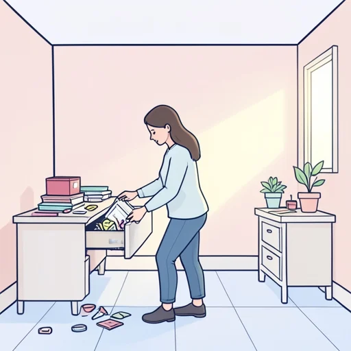 彼女は机の上を整理した - Bildwörterbuch