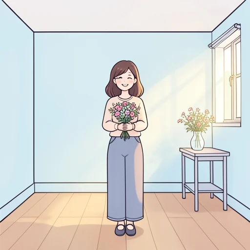彼女は常に笑顔を絶やさない - Bildwörterbuch