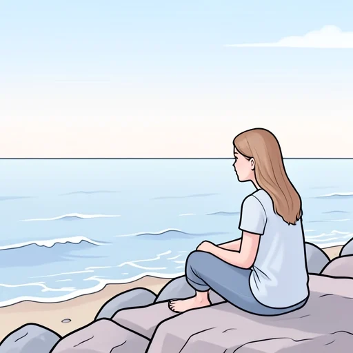 彼女は海をじっと眺めていた - Bildwörterbuch