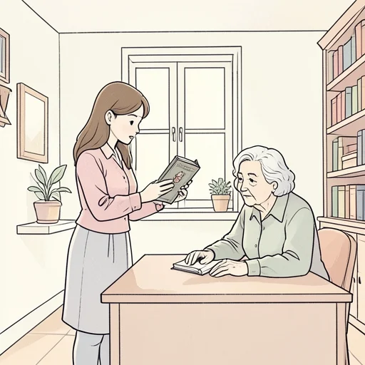 彼女は若い頃に書いた作品が今になって高く評価されてる - Bildwörterbuch