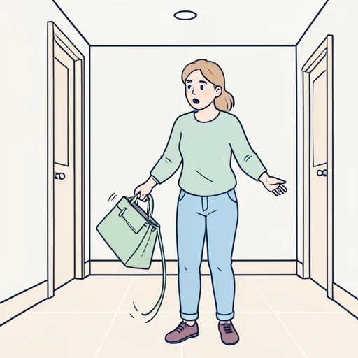 彼女は脇に抱えたバッグを落とした - Bildwörterbuch