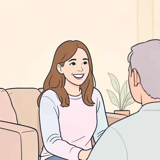 彼女は私ににっこり笑いかけた - Bildwörterbuch