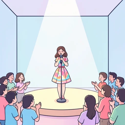 彼女は有名な歌手になった - Bildwörterbuch