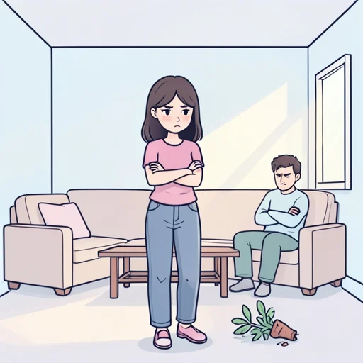 彼女、わがまま言ってまた怒らせちゃった - Bildwörterbuch