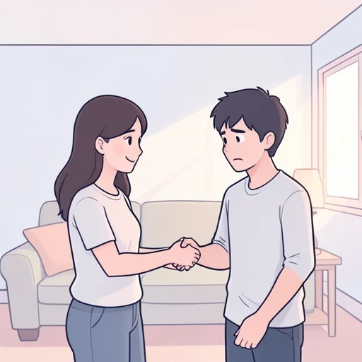 彼、あんまり緊張しないでって彼女が言った - Bildwörterbuch
