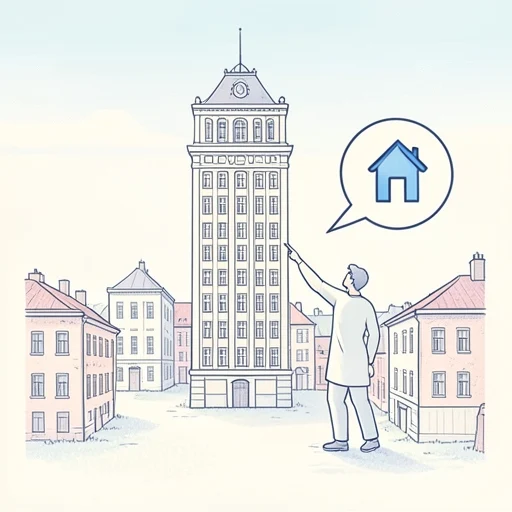 彼、あの建物は昔から高いことで有名だ - Bildwörterbuch