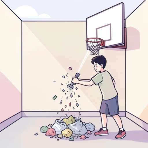 彼、バスケのパイプに詰まったゴミを取った - Bildwörterbuch