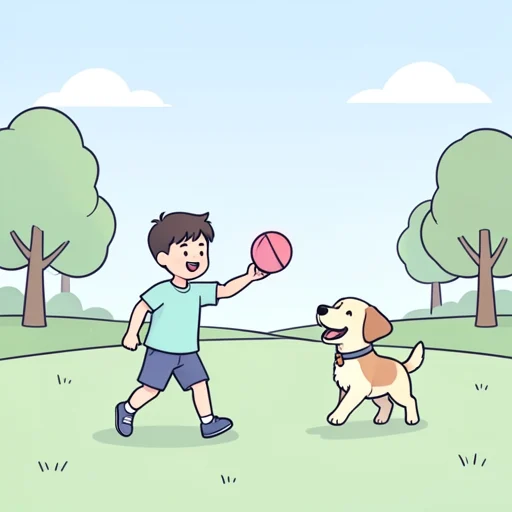 彼、ボールを投げて犬と遊んだ - Bildwörterbuch