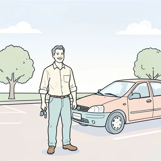 彼、中古車を買った - Bildwörterbuch