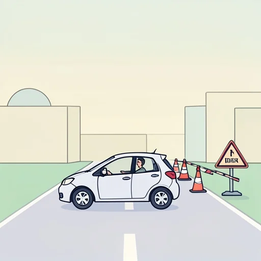 彼は道路工事のため迂回した - Bildwörterbuch